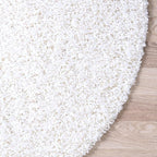 Unique Loom Solid Shag Collection Area Rug (5' 3" Round, Snow White)
