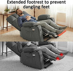 MCombo Dual Motor Power Lift Recliner Chair with Massage and Heat for Elderly People, Infinite Position, USB Ports, Cup Holders, Fabric 7679 (Medium, Grey)