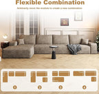 136" Sectional Couches for Living Room Modern Modular Sofa with L-Shape Couchs Upholstered Boneless Couch Deep Seat Sectional Couch with Chaise (Camel, Left Facing Chaise+3Seaters)