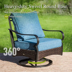 Sophia & William Patio Furniture Set, 5PCS Metal Outdoor Conversation Set with 3-Seater Outdoor Couch, 2 Swivel Chairs, 1 Loveseat,1 Coffee Table for Outdoor Seating, Backyard, Porch(Navy)
