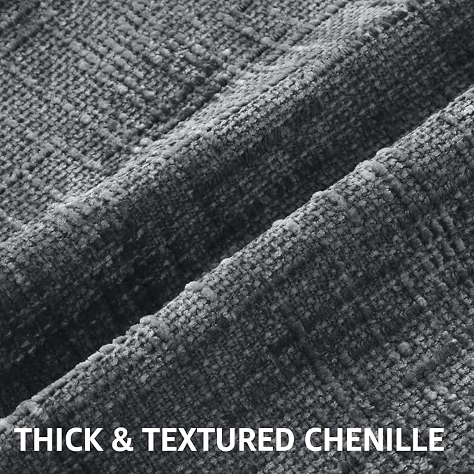 decorUhome Dark Grey Chenille Throw Pillow Covers 26x26 Set of 2 Thick Textured Slubby Couch Pillow Covers Farmhouse Accent Modern Neutral Decorative Pillow Cases for Bed Sofa Living Room