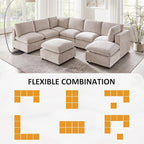 VANOMi Modular Sectional Sofa, Convertible Sofa Couch Modular Sofa with Ottoman, Sectional Sofas for Living Room Small Apartments