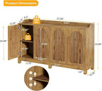 Tribesigns 57" Buffet Cabinet with Storage, Long Sideboard Cabinet with Doors & Adjustable Shelves, Wood Accent Sideboard for Dining Room, Living Room, Kitchen, Light Walnut Brown