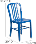 Flash Furniture Gael Commercial Grade 2 Pack Blue Metal Indoor-Outdoor Chair