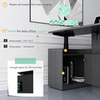 66.93'' Height Adjustable L-Shaped Executive Desk with Drawers and Shelves (Grey)