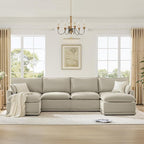 CHITA 147" Oversized Cloud Couch, Modern Modular Sectional Sofa Set for Living Room, 6 Seater U Shaped Sectional Couch, Taupe