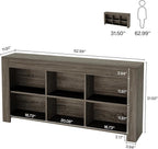 Tribesigns 63-Inch Long Sofa Console Table, Rustic Wood Entryway Table with 6 Storage Cubes for Living Room, Hallway, Behind Couch (Grey)