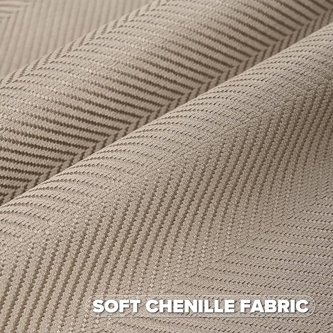 FUTEI Oatmeal Chenille Throw Pillow Covers 12x20 Inch Set of 2,Soft Wide Chevron Textured Lumbar Pillow Cases,Farmhouse Home Decor for Couch Bed Living Room