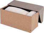 Seville Classics Cushioned Fabric Ottoman Hidden Storage Chest Footrest Chair, Padded Seat for Bedroom, Dorm, Loft, Living Room, Entryway, Hallway, Cork/Taupe, 30" Bench