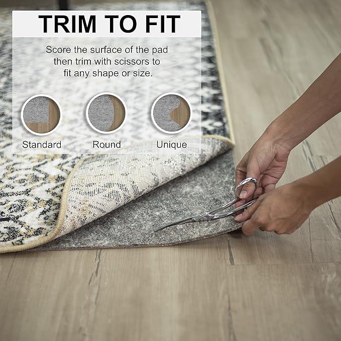 Mohawk Home 6' Round Non Slip Rug Pad Gripper 1/2 Thick Dual Surface Felt + Rubber Gripper - Safe for All Floors