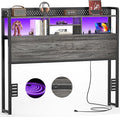 Unikito Headboard for Full Size Bed with Storage Shelf, Head Board with 3 Outlets and 2 USB Ports, Headboards with RGB LED Light, Height Adjustable, Sturdy and Stable, Easy Assembly,Black Oak
