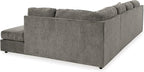 Signature Design by Ashley O'Phannon Casual Right-Arm Facing Herringbone Chenille 2-Piece Sectional with Chaise, Loose Seat Cushions and 2 Throw Pillows, Gray