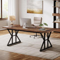 Tribesigns 70.86-Inch Large Executive Desk, Industrial Home Office Computer Desk, Simple Long Writing Study Table Business Furniture (Brown/Black)
