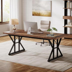 Tribesigns 70.86-Inch Large Executive Desk, Industrial Home Office Computer Desk, Simple Long Writing Study Table Business Furniture (Brown/Black)