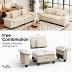PHI VILLA Cloud Modular Couches Sets, 2 Pieces Sectional Loveseat Sofa Set, 4-Seater Comfy Couch for Living Room Small Spaces, Chenille Corduroy Dual Fabric, Beige
