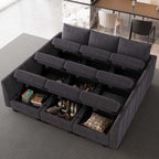 Belffin Large Modular Sectional Sofa Sleeper Sectional Couch with Storage Chenille Sectional Sofa Bed for Living Room, 9 Seats, Dark Grey