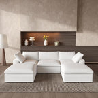 WJShome 118.02" Cloud Couch,Modular Sectional Sofa with 2 Storage Ottomans, U Shaped Down Filled Convertible Couch for Living Room Sets,Sofa Cover Washable & Replaceable(White)