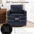UIXE PU Leather Swivel Accent Chairs Set of 2, Upholstered Armchair Comfy Club Chair for Living Room, Mid Century Modern Arm Chair Single Sofa Nook Bedroom Side Reading Seat - Navy Blue