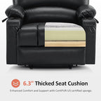 MCombo Oversized Power Lift Recliner Chair for Elderly, Lift Chair with Heat and Massage, Lift Recliner for Big and Tall, Cup Holders, USB &Type C Ports, Faux Leather R7092 (Black, Oversize)