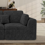 144" Cloud Sectional Couches for Living Room, Convertible U-Shape Couch with Ottoman, 6 Seater Modular Sectional Sofa,Black Chenille