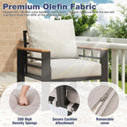 Aoxun Aluminum Patio Furniture Set 7 Seats, Oversized Outdoor Sectional with Washable Thick Cushions, Coffee Table and Waterproof Cover, Patio Conversation Sets for Porch, Balcony, Deck