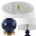 JONATHAN Y JYL4023B Bowen 27.5" Contemporary Transitional Ceramic Gourd LED Table Lamp, Navy/Brass Gold for Bedroom, Living Room, Kitchen, Home Office
