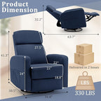 Power Swivel Recliner Chairs for Adults, Electric Glider Rocking Chair Nursery, Glider Recliner Nursery Chair with Classified Side Pocket, Nursery Rocking Chairs with USB and Type-C Ports