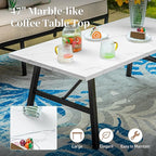 Patio Furniture Set, 4 Piece Modern Metal Outdoor Patio Furniture, 3 Seater Couch, 2 Fixed Chairs, Coffee Table and 5.75" Extra Thick Cushion, Patio Conversation Set for Backyard Deck