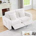 ORRD Power Reclining Sectional Sofa, Electric Loveseat Recliner with 2 Electric Footrest and Adjustable Headrest, Modern Plush Corduroy Fluffy Reclining Sectional with Deep Seat for Living Room-White