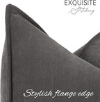 ZWJD Rustic Gray Pillow Covers 18x18 Set of 2 Chenille Throw Pillow Covers with Elegant Design Soft and Luxurious Decorative Throw Pillows for Couch, Bed, and Home Decor