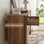 Dresser for Bedroom with 9 Drawers,63" Wide Walnut Dresser with 4 Solid Wood Legs, Wooden TV Stand,Closet Clothes Organizer for Bedroom, Hallway