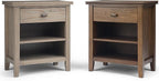 SIMPLIHOME Artisan Bedside Table - 24 inch Wide Solid Wood Nightstand Table in Rustic Natural Aged Brown, Contemporary Bedroom Side or End Table with 1 Drawer, Open Shelf Storage and Bronze Knobs