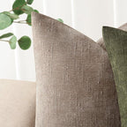 Foindtower Set of 2 Textured Chenille Throw Decorative Pillow Covers Square Accent Solid Cushion Cover Neutral Farmhouse Lumbar Pillow Case for Couch Sofa Bedroom Living Room 12x24 Inch,Light Taupe