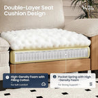PHI VILLA Cloud Modular Couches Sets, 87.5" Sectional Loveseat Sofa with 1 Movable Ottoman, 3-Seater Comfy Couches for Living Room Apartment, Chenille & Corduroy Dual Fabric, Beige