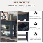 LKTART Solid Wood Console Table Sofa Table with Storage Drawers and Bottom Shelf Entryway Table for Entry Hallway Foyer Sofa Couch Table Easy Assembled (48.8" Blue)