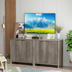 Sideboard Buffet Cabinet Set of 2, 31" Fluted Storage Cabinet with 2 Doors and Adjustable Shelves, Modern Sideboard Console Table for Living Room,Entryway,Dinning Room,Kitchen-Grey