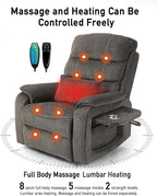 Large Power Lift Lazy Boy Recliner Chair with Heated and Massage, Upgraded Dual Motor Lay Flat Recliners, 25in Extra Wide Seat, Cup Holder, Side Pocket
