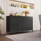 Small Storage Cabinet, Metal Cabinets with Doors and Shelves, Low Cabinet with high feet and Locker, Coffee Bar with Storage, Modern Accent Cabinets for Home,Office,Kitchen,Bathroom,Dining Room