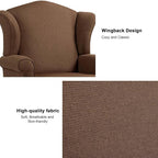 Accent Chair, High Back Upholstered Armchair with High Resilience Sponge & Wood Legs, Mid-Century Modern Comfy Single Sofa Reading Chairs for Living Room, Bedroom (Brown, Set of 2)