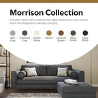 SIMPLIHOME Morrison 72-inch Wide Sofa in Charcoal Grey Woven-Blend Fabric, Handcrafted Mid-Century Modern Loveseat for Living Room or Family Room, Single Bench Cushion, Bolster Pillows