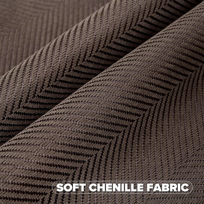 FUTEI Dark Coffee Chenille Throw Pillow Covers 26x26 Inch Set of 2,Soft Wide Chevron Textured Euro Pillow Shams,Farmhouse Home Decor for Couch Bed Living Room