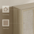 SICOTAS Rattan Shoe Storage Cabinet - Modular Shoe Cabinets with Door Tall Large Shoe Cabinet Storage for Entryway - 65.6" Wide Modular Cabinet for Hallway, Living Room