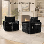Swivel Accent Chair Set of 2, Modern Sofa Chairs for Living Room, Plush Upholstered Cloud Chair with Double Layer Thick Cushions, Bedroom Reading Nook Armchair, Black