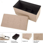 Folding Storage Ottoman - 30-Inch Tufted Footrest, Linen Chest, or Bench with Removable Bin for Living Room, Bedroom, or Dorm by Lavish Home (Beige)