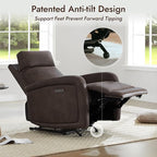 Watson & Whitely Recliner Chair, Zero Wall Reclining Sofa Chair W Power Headrest Type-C Charger, Small Faux Leather RV Recliners Home Theater Seating for Living Room, Chocolate