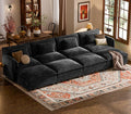 ELUCHANG Oversized 153" Modular Sectional Sofa, Comfy Deep Seat Cloud Couch, Sleeper Sofa Bed, 8 Seat Modern Couch with Removable Cover for Living Room, Apartment, DIY Combination, Chenille Black