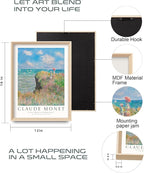 HesenDot Claude Monet Framed Wall Art,12x16in High Framed Canvas Prints, Impressionism Landscape Painting Poster Wall Decor,Vintage Home Decoration for Living Room Bedroom Gallery Office,Set of 3