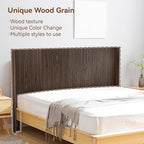 Wood Headboard, 64.5" Wide Headboard for Queen Size Bed, Wall Mounted Fluted Panel, Wingback Modern Headboards (Walnut, Queen)