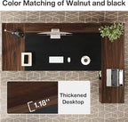 Tribesigns 78" L-Shaped Executive Desk, Large Office Desk with Drawers and Lateral File Cabinet, Business Furniture with Storage Shelves, Modern Computer Desk for Home Office, Walnut & Black
