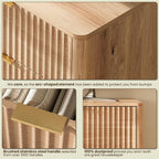 63'' Wide 9 Drawers Dresser for Bedroom,Modern Fluted Vertical Chest with Rounded Corners,Fluted Dresser for Living Room,Hallway, Natural Wood